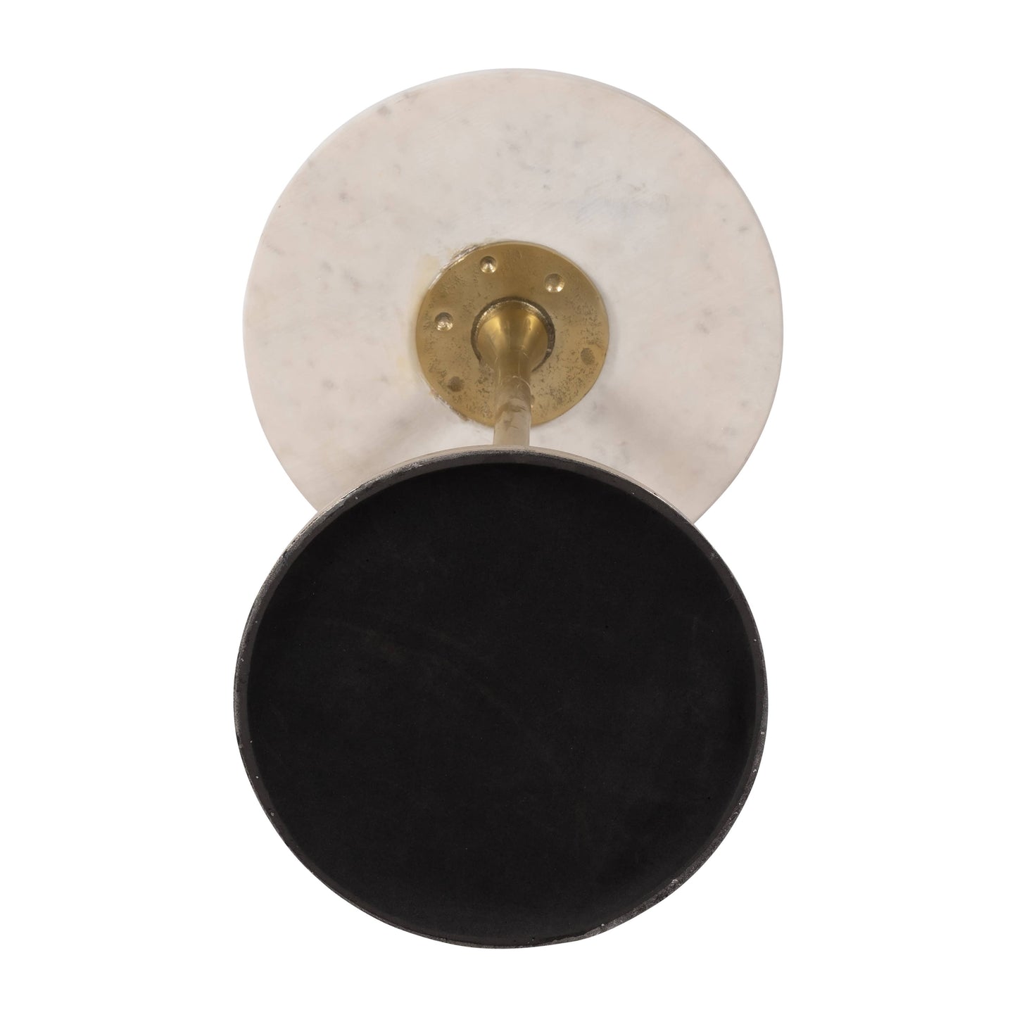 End Table - Gold/White Marble Top Metal Round Base, 24 in.