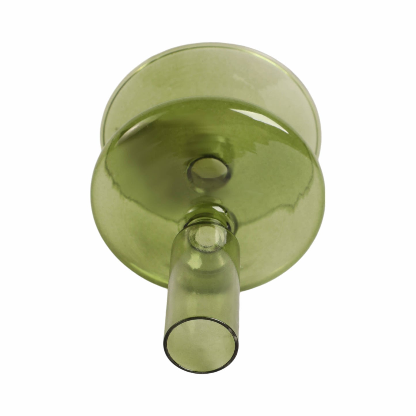 Glass Vintage Abstract Taper Candle Holder - Green 5 in.