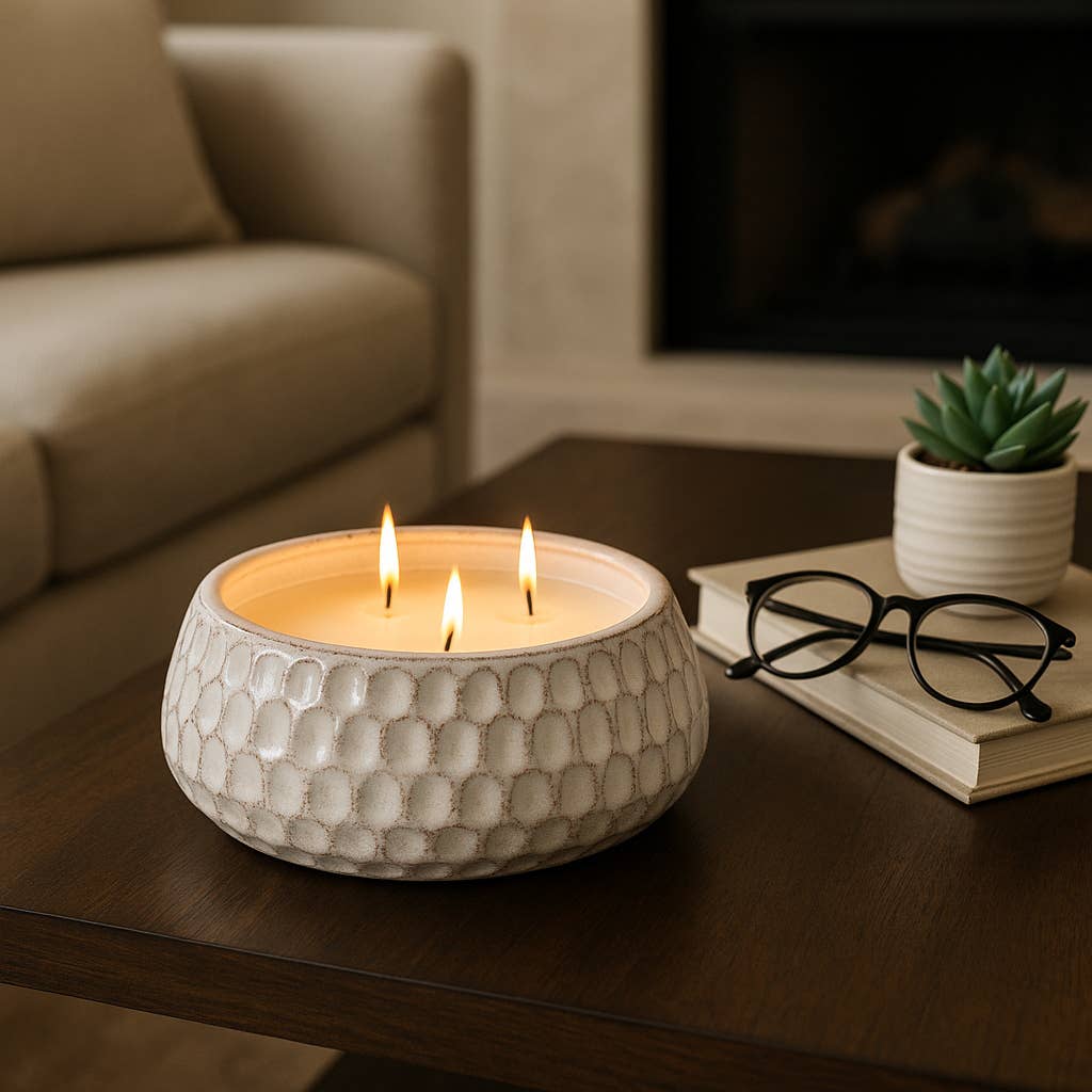 Candle - White Pottery French Cade & Lavender Dimple, 39 Oz