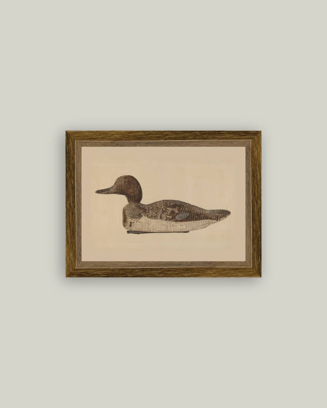 Wooden Duck Decoy Framed Antique Art 6x4