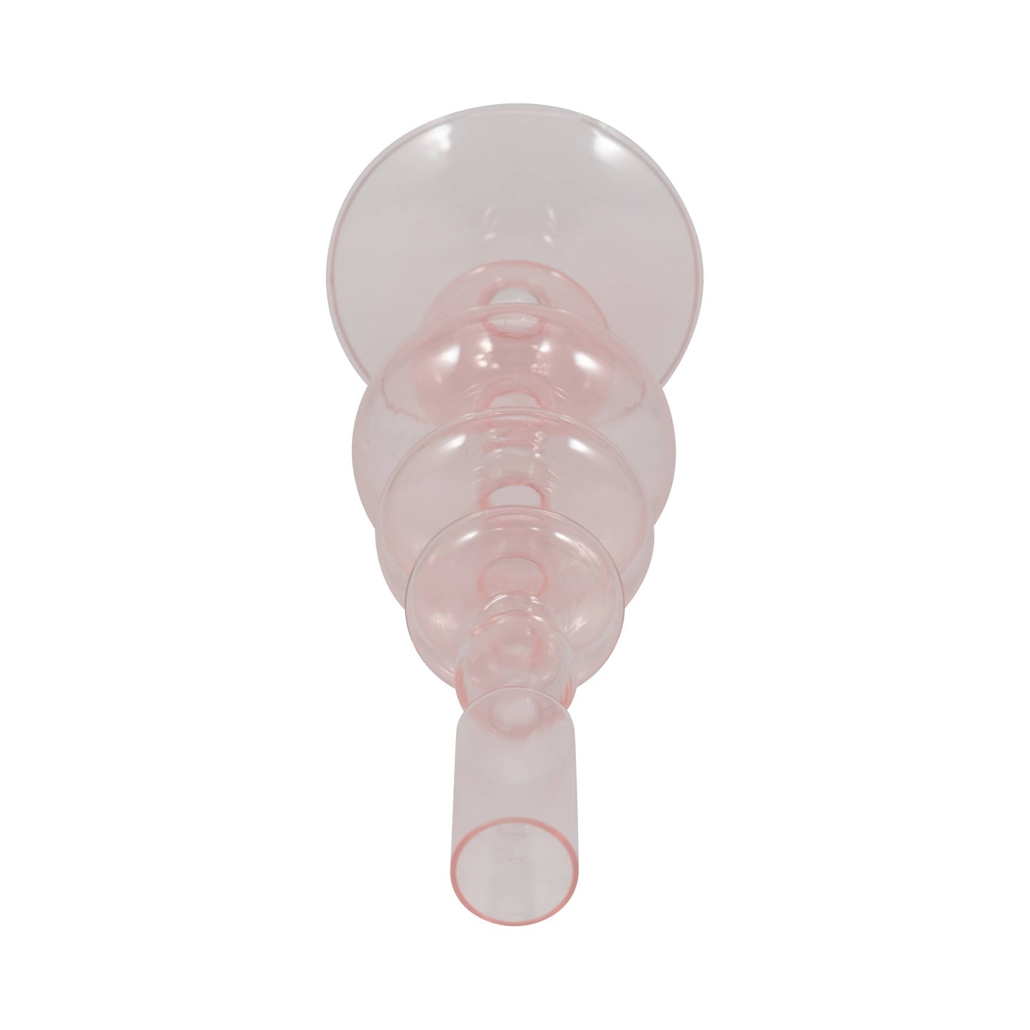 Glass Vintage Sculptural Taper Candle Holder - Pink 11 in.