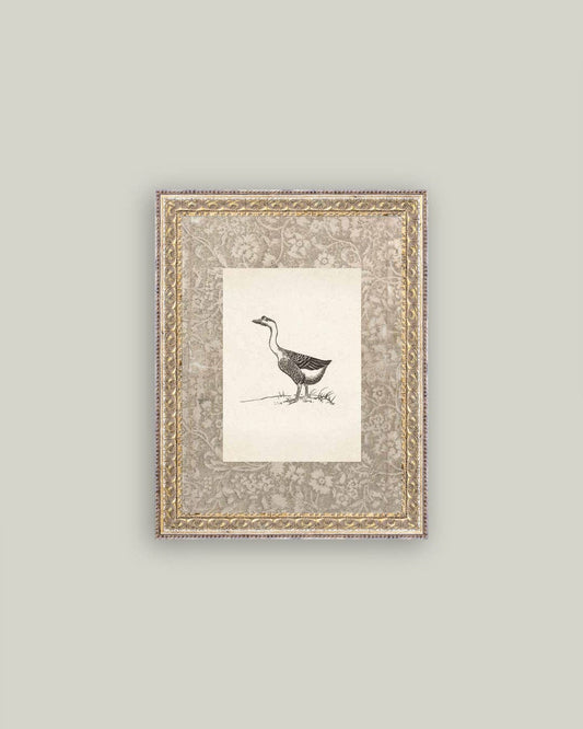 Single Goose Framed Antique Art 8x10