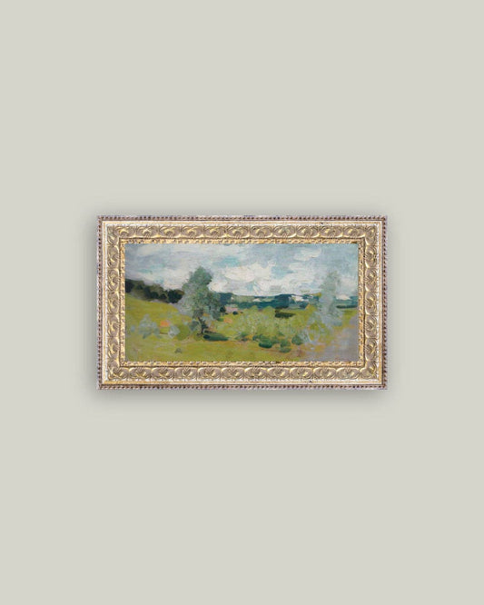 Abstract Landscape Framed Antique Art 12x7